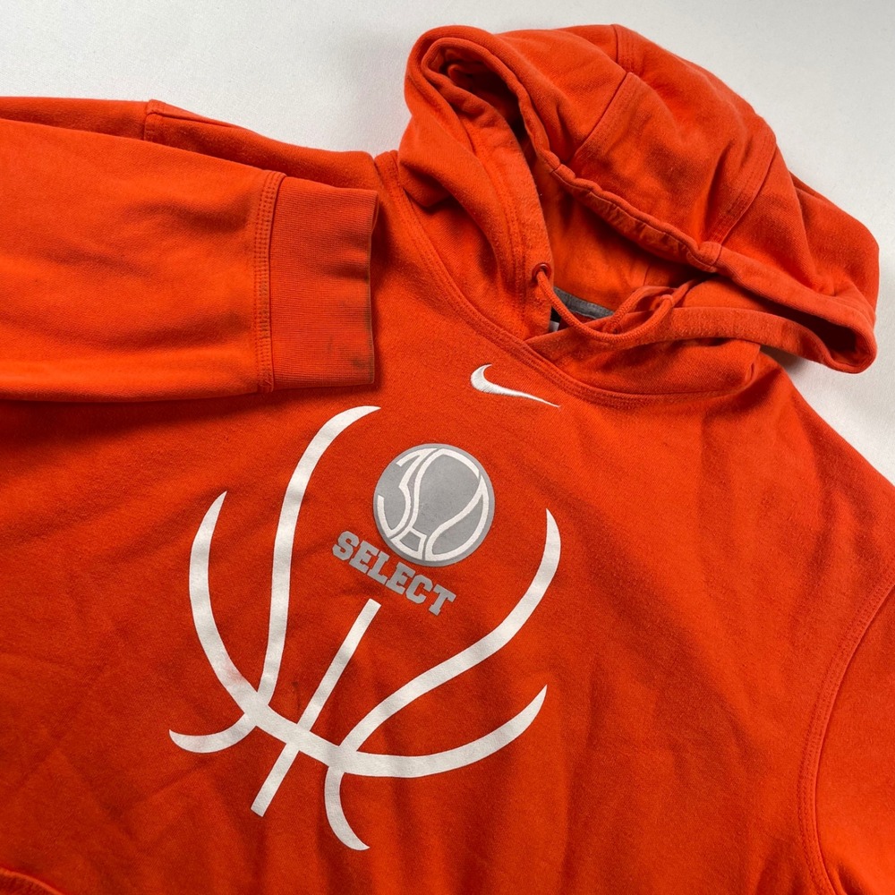 Nike Select Basketball Hoodie Mens XL Orange Pullover Swoosh Logo Graphic